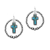 102304, WESTERN CROSS WITH NAVAJO BEADED EARRING