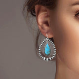 102305, WESTERN TEARDROP WITH NAVAJO BEADED EARRING