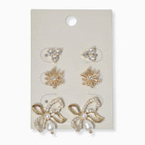 102336, FLOWER RHINESTONE STUD EARRING SET