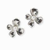 102339, FLOWER WITH PEARL STUD EARRING