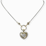 102367, 14K GOLD PLATED, HEART CUBIC ZIRCONIA DESIGNER INSPIRED NECKLACE