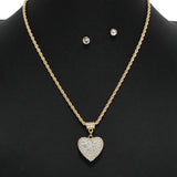 102402, HEART PAVE CRYSTAL RHINESTONE PENDANT NECKLACE