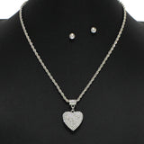 102402, HEART PAVE CRYSTAL RHINESTONE PENDANT NECKLACE