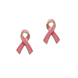 102433, PINK RIBBON ENAMEL STUD EARRING