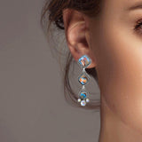 102474, WESTERN TURQUOISE STONE DANGLE EARRING