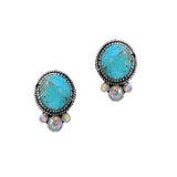 102475, WESTERN OVAL TURQUOISE STONE STUD EARRING
