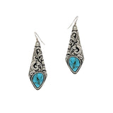 102480, WESTERN FILIGREE TURQUOISE STONE DANGLE EARRING
