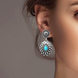 102482, WESTERN TURQUOISE CONCHO DANGLE EARRING