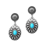 102482, WESTERN TURQUOISE CONCHO DANGLE EARRING