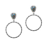 102484, WESTERN TURQUOISE STONE WITH ROUND HOOP DANGLE EARRING