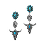 102486, WESTERN STEER HEAD DROP DANGLE EARRING
