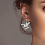 102494, HORSE FILIGREE METAL DANGLE EARRING