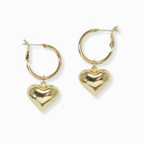 102572, BOLD HEART CHARM HOOP DANGLE EARRING