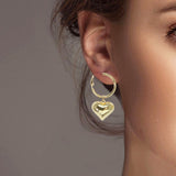 102572, BOLD HEART CHARM HOOP DANGLE EARRING