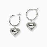 102572, BOLD HEART CHARM HOOP DANGLE EARRING