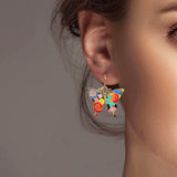 102589, BUTTERFLY ENAMEL DANGLE EARRING