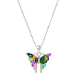103192, BUTTERFLY ABSTRACT GLASS PENDANT NECKLACE