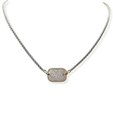 104823, 14K GOLD PLATED, GEOMETRIC MICRO PAVE CUBIC ZIRCONIA DESIGNER INSPIRED NECKLACE