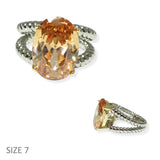 104839, CHAMPAGNE OVAL CUBIC ZIRCONIA DESIGNER INSPIRED RING