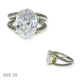 104839, CLEAR OVAL CUBIC ZIRCONIA DESIGNER INSPIRED RING