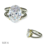 104839, CLEAR OVAL CUBIC ZIRCONIA DESIGNER INSPIRED RING