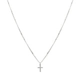 104896, DAINTY CROSS PAVE CUBIC ZIRCONIA CHARM NECKLACE