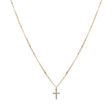 104896, DAINTY CROSS PAVE CUBIC ZIRCONIA CHARM NECKLACE