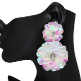 105444, SEQUIN FLOWER DANGLE EARRING