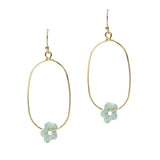 106202, HAMMERED FLOWER ACCENT GEOMETRIC DANGLE EARRING