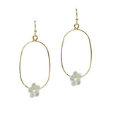 106202, HAMMERED FLOWER ACCENT GEOMETRIC DANGLE EARRING