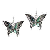 106277, BUTTERFLY ABALONE ACCENT DANGLE EARRING