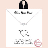 79754, "FOLLOW YOUR HEART" ARROW PIERCED HEART NECKLACE