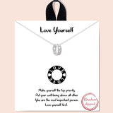 81097, "LOVE YOURSELF" DAINTY NECKLACE/RHODIUM DIPPED