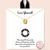 81097, "LOVE YOURSELF" DAINTY NECKLACE/RHODIUM DIPPED