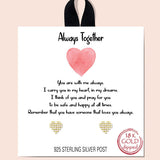 81993, "ALWAYS TOGETHER" DAINTY HEART STUD EARRING