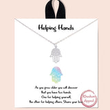 82418, "HELPING HANDS" DAINTY CHARM NECKLACE