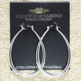82482, TEARDROP HOLLOW HOOP EARRING 2.25"