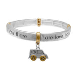 83391, "LOVE HOPE FAITH" CHARM METAL STRETCH BRACELET