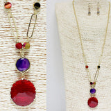 83501, HANDMADE GLASS STONE LONG PENDANT NECKLACE