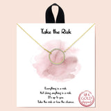 84030, "TAKE THE RISK" PAVE CUBIC ZIRCONIA CIRCLE NECKLACE