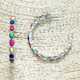 84240, WESTERN SEMI STONE HOOP EARRING