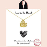84321, "LIVE IN THE HEART" NETTED HEART NECKLACE