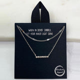84598, PAVE BAR & FLAT CHAIN DOUBLE LAYERED NECKLACE
