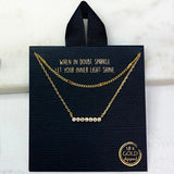 84598, PAVE BAR & FLAT CHAIN DOUBLE LAYERED NECKLACE