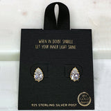 84608, TEADROP CUBIC ZIRCONIA STUD EARRING