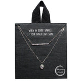 84716, PAVE CUBIC ZIRCONIA BAR DOUBLE LAYERED NECKLACE