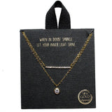 84716, PAVE CUBIC ZIRCONIA BAR DOUBLE LAYERED NECKLACE