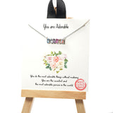 84970, GOLD DIPPED, "YOU ARE ADORABLE" CUBIC ZIRCONIA NECKLACE