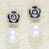 85492, CHUNKY PEARL W/ ROSE POST EARRING