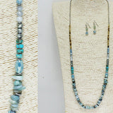 85562, HANDMADE SEMI PRECIOUS STONE LONG NECKLACE